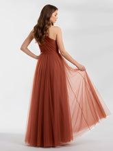 One Shoulder Mesh Wedding Party Bridesmaid Gown Rust