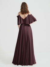 Ruffles Sleeves Spaghetti Strap Chiffon Dresses Cabernet Plus Size