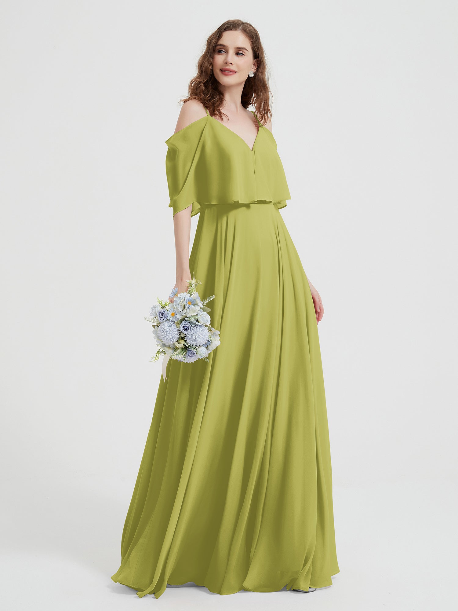 Simple Chiffon Dress with Spaghetti Straps Peacock Plus Size