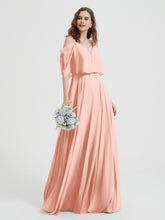 Ruffles Sleeves Spaghetti Strap Chiffon Dresses Coral
