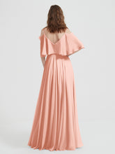Ruffles Sleeves Spaghetti Strap Chiffon Dresses Coral