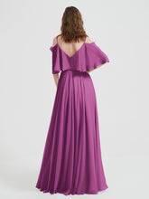 Ruffles Sleeves Spaghetti Strap Chiffon Dresses Orchid Plus Size