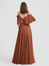 Ruffles Sleeves Spaghetti Strap Chiffon Dresses Rust Plus Size
