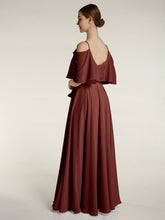 Ruffles Sleeves Spaghetti Strap Chiffon Dresses Terracotta