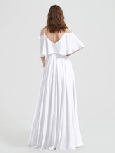 Ruffles Sleeves Spaghetti Strap Chiffon Dresses White