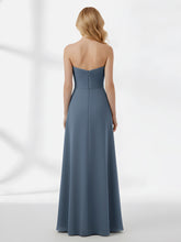 Strapless Empire Chiffon Dresses with Sweetheart Slate Blue