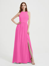 Halter Chiffon Simple Dress with Slit Azalea