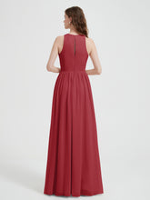 Halter Chiffon Simple Dress with Slit Burgundy