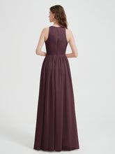 Halter Chiffon Simple Dress with Slit Cabernet