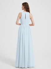 Halter Chiffon Simple Dress with Slit Mist
