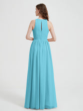Halter Chiffon Simple Dress with Slit Pool