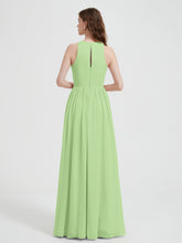 Halter Chiffon Simple Dress with Slit Sage