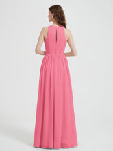 Halter Chiffon Simple Dress with Slit Watermelon