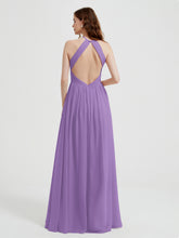 Halter Chiffon Dresses with Pleated Bodice Tahiti