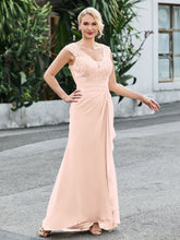 V-neck Lace Top Ruched Sheath Dress Pearl Pink