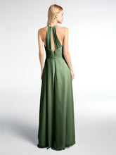 Spaghetti Strap Elegant Bridesmaid Dress with V-neck Olive Green