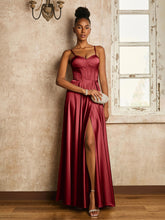 A-line Floor-length Dress with Lace-up Burgundy