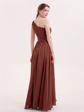 One Shoulder Lace and Chiffon Dresses Terracotta