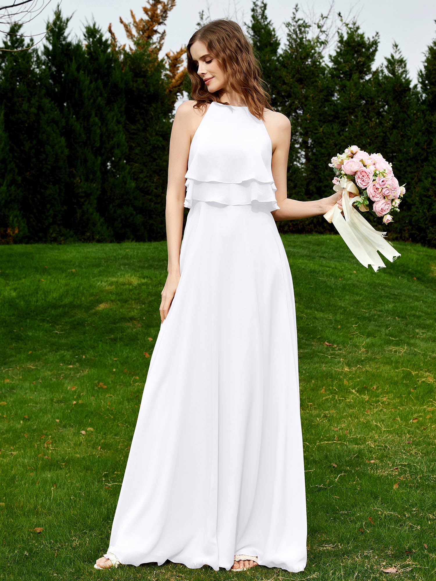 plus size navy blue dresses for wedding Plus Size Ruffled V-Neck A-Line Midi Wedding Guest Dress for Women