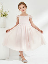 Off-the-shoulder Pleated Girl's Dress Rose Petal