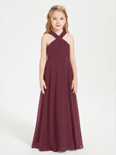 Junior Bridesmaid Dresses Grecian Neckline Floor Length Cabernet