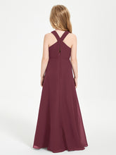Junior Bridesmaid Dresses Grecian Neckline Floor Length Cabernet
