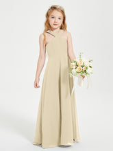 Junior Bridesmaid Dresses Grecian Neckline Floor Length Champagne