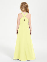 Junior Bridesmaid Dresses Grecian Neckline Floor Length Daffodil