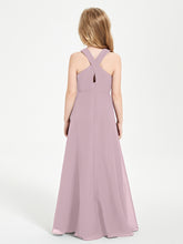 Junior Bridesmaid Dresses Grecian Neckline Floor Length Dusk