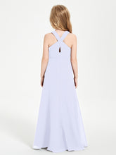 Junior Bridesmaid Dresses Grecian Neckline Floor Length Lavender