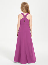 Junior Bridesmaid Dresses Grecian Neckline Floor Length Orchid