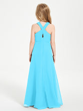 Junior Bridesmaid Dresses Grecian Neckline Floor Length Pool