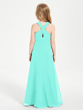 Junior Bridesmaid Dresses Grecian Neckline Floor Length Spa