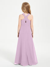 Junior Bridesmaid Dresses Grecian Neckline Floor Length Wisteria