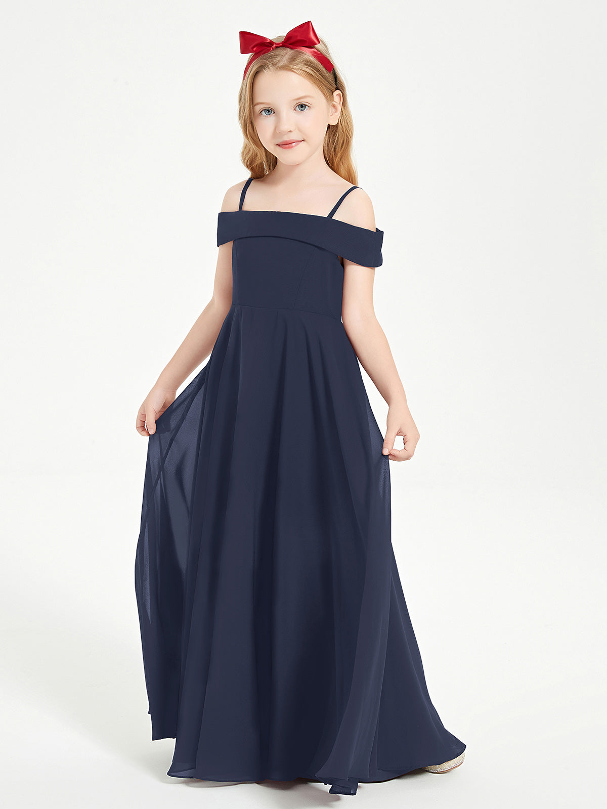 BABARONI Chic Junior Bridesmaid Dresses Off the Shoulder Dark Navy, Dark Navy / J4 BABARONI Chic Junior Bridesmaid Dresses Off the Shoulder Dark Navy, Dark Navy / J4