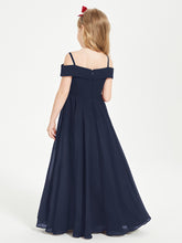 Chic Junior Bridesmaid Dresses Off the Shoulder Dark Navy