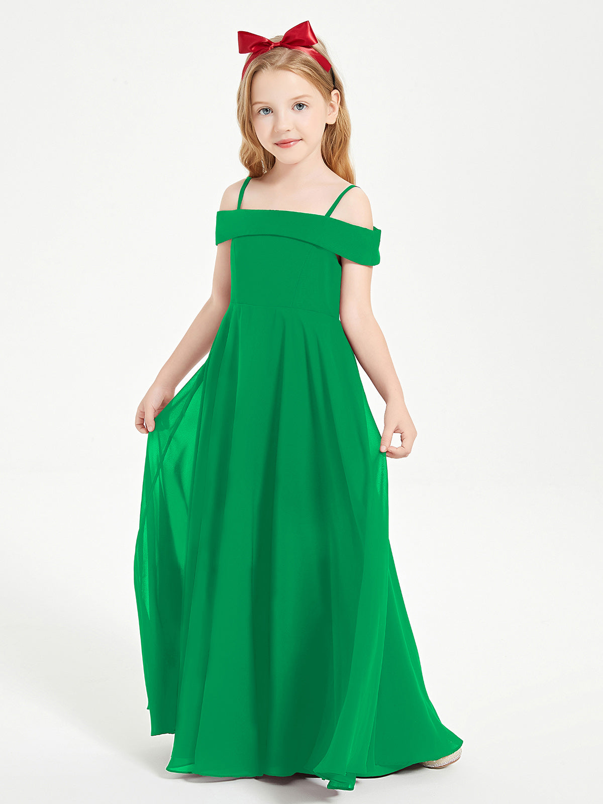 slim fit dress slacks BABARONI Chic Junior Bridesmaid Dresses Off The Shoulder Emerald, Emerald / J4