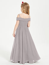 Chic Junior Bridesmaid Dresses Off the Shoulder Silver