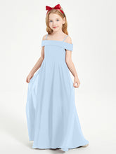 Chic Junior Bridesmaid Dresses Off the Shoulder Sky Blue