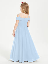 Chic Junior Bridesmaid Dresses Off the Shoulder Sky Blue