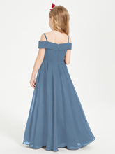 Chic Junior Bridesmaid Dresses Off the Shoulder Slate Blue