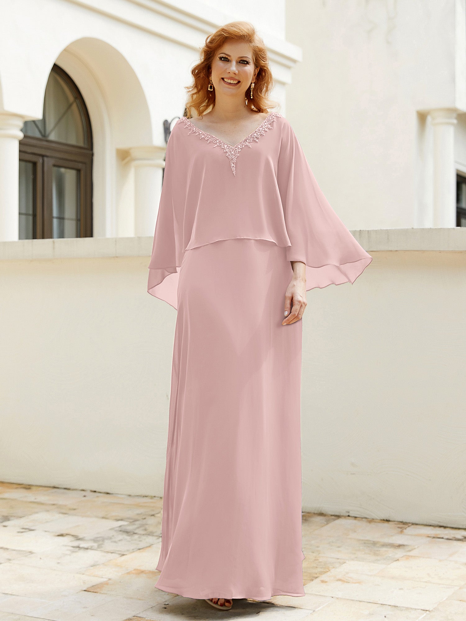 Gorgeous A-line Flutter Cape Sleeves Dress Ink Blue