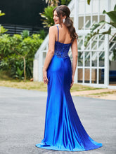 Glittering Corset Bodice Trumpet/Mermaid Dress with Slit Royal Blue