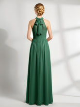 High Neck Full Length Dresses with Slit Dark Green