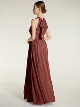 High Neck Full Length Dresses with Slit Terracotta