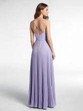 Pleated Skit Double Straps Dress with Self tie Lilac