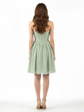 Strapless Short Chiffon Dress with Sweetheart Neck Dusty Sage