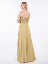 Sequins Bodice Chiffon Skirt Dress Gold