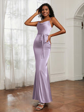 Cowl Neck Mermaid Dress With Sash Lilac