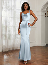 Cowl Neck Mermaid Dress With Sash Mist